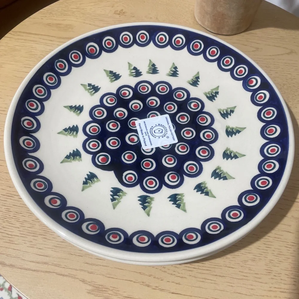 Polish Pottery Boleslawiec  Dinner 10”Plate - Cobalt Blue with Trees -